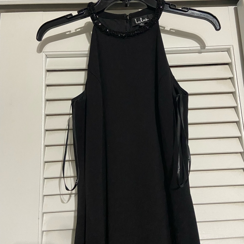 Lulu's Black Beaded Neck Dress